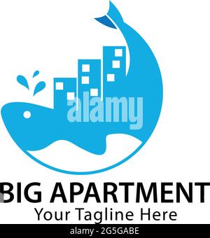 Grand modèle de logo de stock d'appartement, design plat Illustration de Vecteur