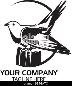 Logo oiseau noir i. conception plate. Silhouette d'oiseau. Illustration vectorielle sur fond blanc Illustration de Vecteur