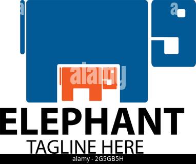 Modèle de logo éléphant. Boîte à éléphant. design plat Illustration de Vecteur