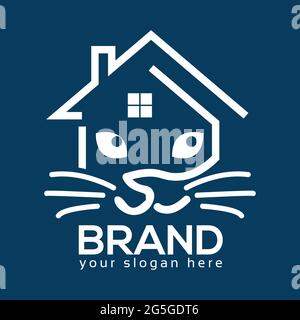 Modèle de conception du logo de la maison de chat Illustration de Vecteur