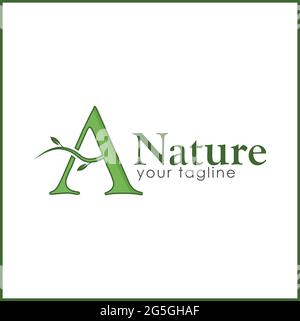 Un modèle de logo de stock vert., conception plate. Lettre A. Illustration de Vecteur