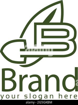 B modèle de logo en forme de papier vert., modèle plat. Lettre B. Illustration de Vecteur