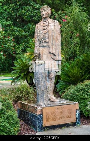 Statue de Seminole leader Osceola a.k.a. Billy Powell, vertical - Silver Springs State Park, Silver Springs, Floride, États-Unis Banque D'Images