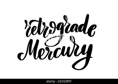 Lettrage au mercure rétrograde typographie manuscrite Vector Illustration de Vecteur