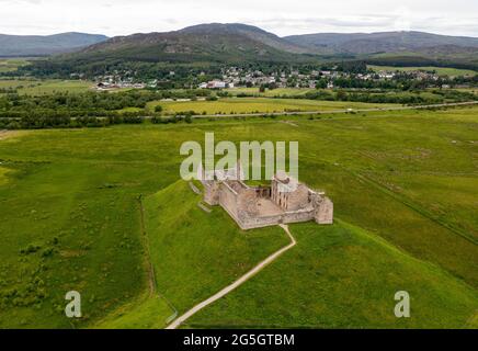 Vue aérienne de Ruthven Barracks, Kingussie, Écosse. Banque D'Images