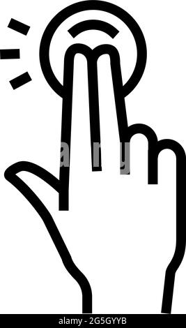 appuyez deux fois avec vos doigts sur l'illustration vectorielle de l'icône de la ligne de l'écran du smartphone Illustration de Vecteur