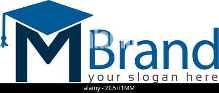 Logo de remise des diplômes, lettre m, logo Education Illustration de Vecteur