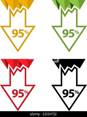 Illustration avec flèche vers le bas de quatre-vingt-dix-cinq pour cent Illustration de Vecteur