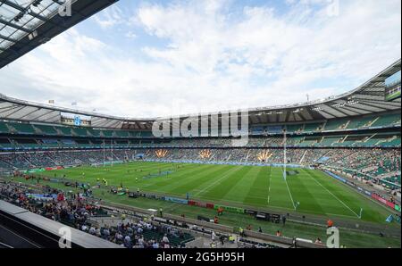 Vue générale du stade de Twickenham pendant le match lors de la première finale de rugby Gallagher, Exeter Chiefs -V- Harlequins, le samedi juin Banque D'Images