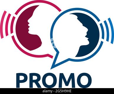 Icône Promo avec personnes. Illustration vectorielle plate sur fond blanc. Illustration de Vecteur