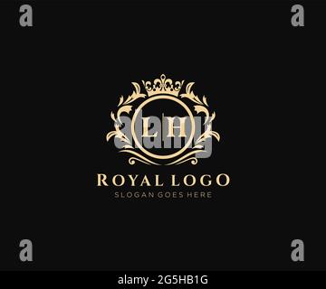 Modèle de logo de marque de luxe LH Letter, pour restaurant, Royalty, Boutique, café, Hôtel, héraldique, bijoux, mode et autres illustrations vectorielles. Illustration de Vecteur