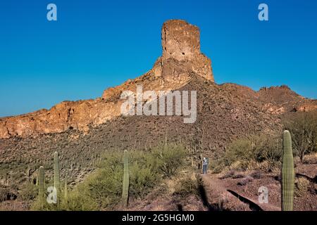 Randonnée dans les montagnes de Superstition sur le sentier de l'Arizona, Arizona, U.S.A Banque D'Images