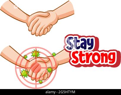 Restez fort grâce à la propagation de virus sur fond blanc Illustration de Vecteur