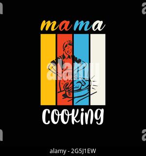 t-shirt vintage pour la cuisine des mamans. T-shirt rétro Mama Vector pour les mélomanes. Illustration de Vecteur