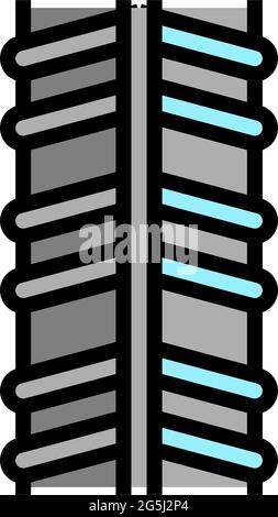 illustration vectorielle d'icône de couleur de barre d'armature en acier inoxydable Illustration de Vecteur