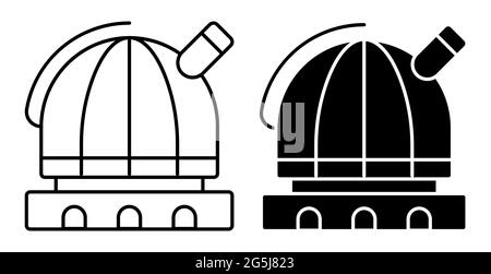 Icône linéaire. Observatoire. Station d'observation de l'espace, des étoiles et des planètes du système solaire. Exploration spatiale. Vecteur noir et blanc simple Illustration de Vecteur