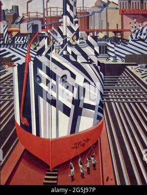 Oeuvre d'Edward Wadsworth intitulée Dazzle-Ships à Drydock à Liverpool - 1919 Banque D'Images