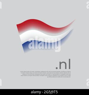 Drapeau des pays-Bas. Le drapeau Holland colore les bandes sur fond blanc. Vector stylisé national poster design avec le domaine nl, place pour le texte. Tricolore Illustration de Vecteur