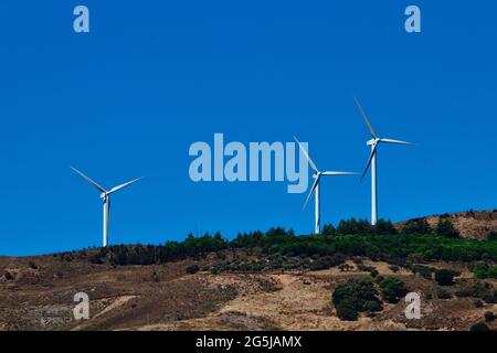 Les éoliennes de l'île grecque de Crète produisent de l'électricité Banque D'Images