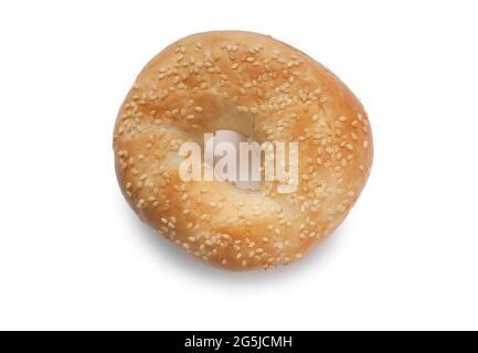 Photo en studio d'un bagel découpé sur fond blanc Banque D'Images