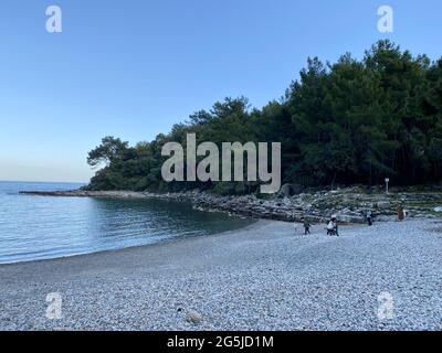 ANTALYA, TURQUIE - 07 avril 2021 : plage naturelle dans l'ancienne ville détruite de Faselis sur la côte d'Antalya en Turquie Banque D'Images