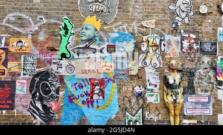 LONDRES, ROYAUME-UNI - 18 février 2018 : art de rue coloré sur les rues de Shoreditch à l'est de Londres Banque D'Images