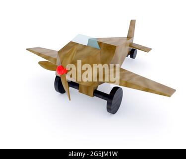 Avion en bois sur l'illustration 3d d'arrière-plan Banque D'Images