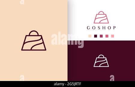logo de sac de shopping dans un style simple et artistique en ligne Illustration de Vecteur