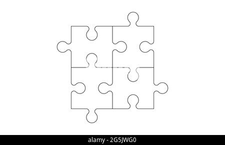 Jeu de pièces de puzzle sur blanc Illustration de Vecteur