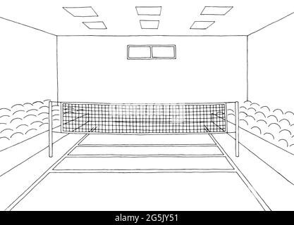 Volley gym sport intérieur graphique noir blanc esquisse illustration vecteur Illustration de Vecteur