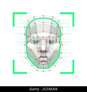 Concept du système de reconnaissance faciale. Services de vérification d'identité faciale ou de lecture biométrique. Système de reconnaissance faciale pour l'identification de la personne. Vecteur Illustration de Vecteur