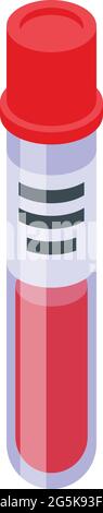 Icône du tube à essai sanguin vecteur isométrique. Test médical de laboratoire. Chute du laboratoire de médicaments Illustration de Vecteur