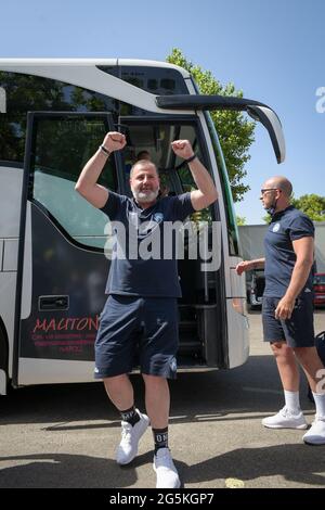 Naples, Italie. 28 juin 2021. Le retour du panier GeVi à Palabarbuto à Naples, après la promotion à la série A1 obtenue dans le jeu 4 à Udine contre l'APU Old Wild West Udine Naples conquiert la série A1 après 13 ans. (Photo de Massimo Solimene/Pacific Press) crédit: Pacific Press Media production Corp./Alay Live News Banque D'Images