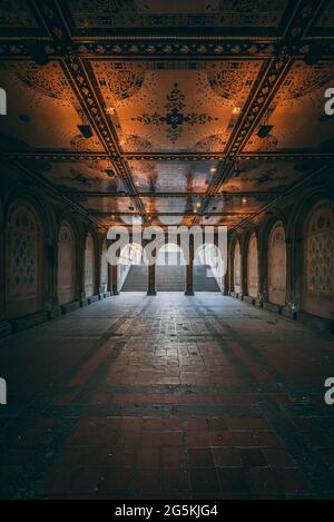 Sous Bethesda Terrace, dans Central Park, Manhattan, New York Banque D'Images