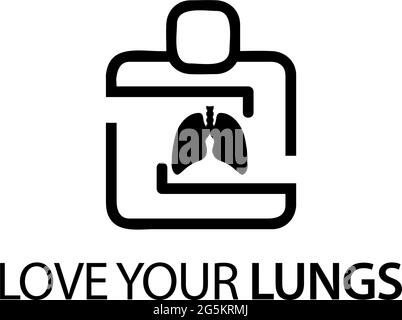 Icône personnes avec poumons. Concept de l'amour de vos poumons. Illustration de Vecteur
