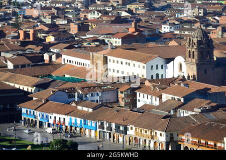 Vue sur les toits de la vieille ville, Cusco, Pérou, Amérique du Sud Banque D'Images