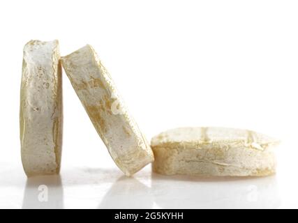 Fromage français appelé Rocamadour, fromage à base de lait de chèvre Banque D'Images