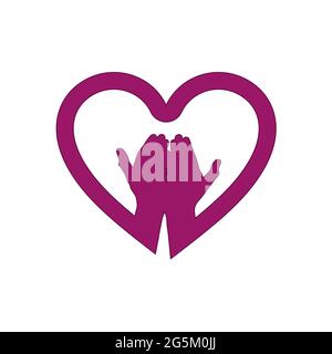 Logo de l'icône main dans le coeur Illustration de Vecteur