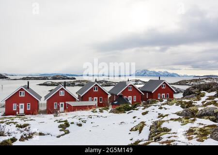 Vue depuis Offersoya vers le sud jusqu'à Hameroy, les îles Lofoten, la Norvège et Skandinavia Banque D'Images