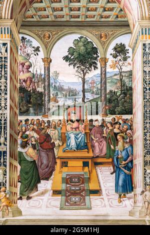 Piccolomini devant le roi Jacques Ier d'Écosse, Grande-Bretagne, fresque sur la vie du cardinal Enea Silvio Piccolomini, plus tard le pape Pie II, 1502-1507 Banque D'Images