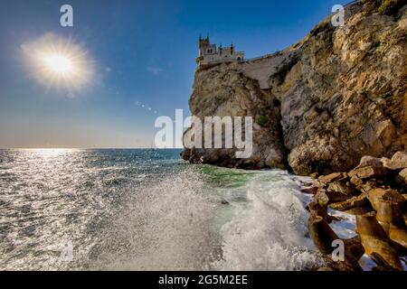 Iluguy's Nest, Lastochkino gnezdo, Gaspra, Crimée, Russie, Europe Banque D'Images