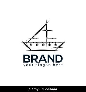 Logo bateau abstrait. conception plate. Illustration vectorielle sur fond blanc Illustration de Vecteur