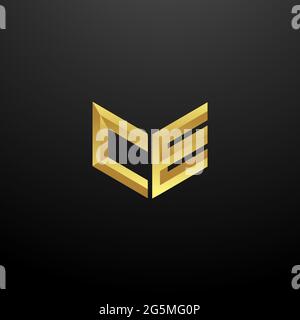 Logo ce Monogramme lettre initiales modèle de conception avec fond doré et noir Vector Icon Modern Illustration de Vecteur