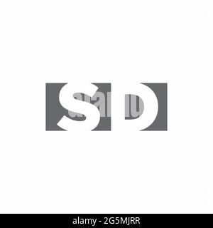 Logo SD monogramme avec modèle de conception de type espace négatif isolé sur fond blanc Illustration de Vecteur