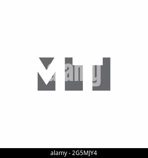 Mt logo monogramme avec modèle de style espace négatif isolé sur fond blanc Illustration de Vecteur