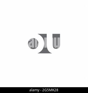 OU logo monogramme avec modèle de conception de style espace négatif isolé sur fond blanc Illustration de Vecteur