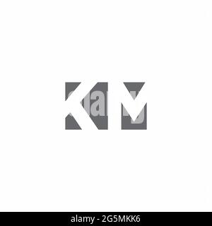 LOGO KM monogramme avec modèle de conception de style espace négatif isolé sur fond blanc Illustration de Vecteur