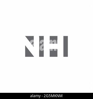 Monogramme NH avec modèle de conception de type espace négatif isolé sur fond blanc Illustration de Vecteur