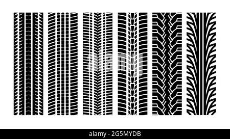 Ligne de bordure de bande de roulement vectorielle de chenille de pneu. Roue de protection de piste de course de pneu automobile texture de voiture Illustration de Vecteur