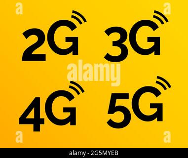 icône 5g, logo 4g en bleu. icône 3g de la technologie de vecteur réseau 2g Illustration de Vecteur